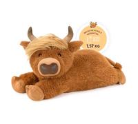 shownicer Coussin chauffant en peluche vache des Highlands (brun rougeâtre, 50 cm)