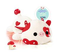 Shownicer Coussin thermique en peluche vache 1,7 KG Peluche réchauffante au micro-ondes Coussin en peluche chauffant Poids en peluche Peluche vache Cadeau pour adultes Enfants 3+ ans (Rouge, 50cm)