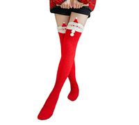 shownicer Femme d'hiver Chaussettes Hautes de Noël Hiver Chaud Laine Câble Tricot Chaussettes Chaussette Genou Haute Chaussettes Intérieur Accueil Chaussettes Longues I Rouge Taille Unique