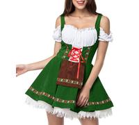 Shownicer Femme Dirndl de Bavière Oktoberfest Costume de Bière Manches Courtes Sexy Mini Robe Bavarois Vêtements d'Halloween A Vert XL