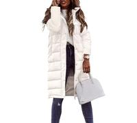 shownicer Femme Doudoune Longue Hiver Chaud Veste à Capuche Casual Manches Longues Parka Manteaux Longs Blouson A Blanc XXL