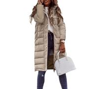 shownicer Femme Doudoune Longue Hiver Chaud Veste à Capuche Casual Manches Longues Parka Manteaux Longs Blouson A Kaki XL