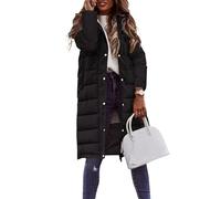 shownicer Femme Doudoune Longue Hiver Chaud Veste à Capuche Casual Manches Longues Parka Manteaux Longs Blouson A Noir S