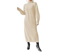 shownicer Femme Elégant Robe Pull Manche Longue Col roulé Casual Sweater Pullover Robe Automne Hiver Slim Beige XL