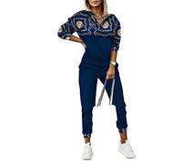 shownicer Femme Ensemble Blazer et Pantalon 2 Pièces OL Veste de Tailleur à Manches Longues Pantalon Long de Travail Slim Fit Costume et Pantalon Habillé Bureau Affaires A Bleu M