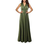 shownicer Femme Robe Longue Multiway A-Line Maxi Robe Col en V sans Manches Robe Elégante Soirée sans Dos Cocktail Robes Demoiselle d'honneur Bal Gala Sexy Chic Bandage Robe au Sol 26 Vert M