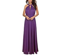 shownicer Femme Robe Longue Multiway A-Line Maxi Robe Col en V sans Manches Robe Elégante Soirée sans Dos Cocktail Robes Demoiselle d'honneur Bal Gala Sexy Chic Bandage Robe au Sol 27 Violet S