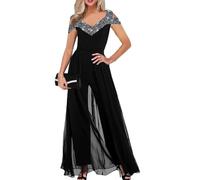 shownicer Femmes Combinaison Chic et Élégant Col Rond Jumpsuit D'été Manches Courtes Couleur Unie Combishort Slim Loose Casual Rompers avec Ceinture J Noir L
