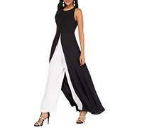 shownicer Femmes Combinaison Chic et Élégant Col Rond Jumpsuit D'été Manches Courtes Couleur Unie Combishort Slim Loose Casual Rompers avec Ceinture A Noir XL