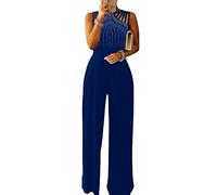 shownicer Femmes Combinaison Dos Nu Sans Manches Licou Couleur Unie Camisole Barboteuse Jumpsuit D'été Chic Élégant Slim Pantalon Loose Casual