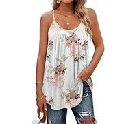 shownicer Femmes été Débardeur Dos Nu Top Plis T-Shirts Tank Top sans Manches décontracté Ample Chemise Blouse Hauts C Blanc XXL