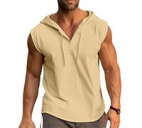 shownicer Homme Debardeur à Capuche Musculation Sport Tank Top sans Manche Gilets de Sport Sleeveless Gym T-Shirt Maillot Bodybuilding Sweats de de Running Fitness A Jaune L