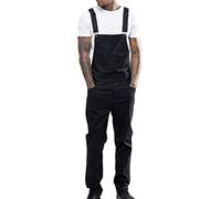 shownicer Homme Jeans Salopette Overall Slim Classique Skinny Regular Combinaisons Grande Taille Pantalon en Denim Rétro Salopette avec Bretelle Jumpsuit C Noir S
