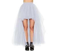 shownicer Jupe Femme Longue Taille Haute Tutu Uni Élégante Chic Stretch Irrégulier Tulle Bureau Cocktail Party Skirt A Blanc Taille Unique