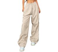 shownicer Pantalon Y2k Femme Baggy Track Pants Cargo Vintage Jambe Large Harajuku Hip Hop Streetwear Printemps Été Élastique de Jogging Loisirs A Beige L