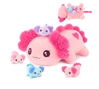shownicer Peluche Axolotl Ensemble de Doudous 5 Pièces - Jouet en Tissu Kawaii Axolotl - Oreiller en Peluche - Jouet Cadeau pour Enfants Filles (Famille Axolotl)