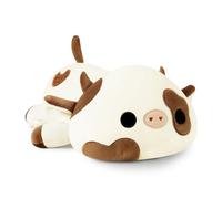 shownicer Peluche vache en peluche - Oreiller câlin - Peluche Kawaii - Coussin en peluche - Jouet - Vache laitière en peluche - Coussin à lancer - Cadeau pour enfants filles de 12 ans et plus (Marron