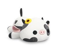 shownicer Peluche vache en peluche - Oreiller câlin - Vache kawaii - Jouet en peluche - Oreiller en peluche - Vache laitière - Peluche - Coussin de lancer - Cadeau pour enfants filles 12+ ans (Noir