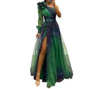 shownicer Robe Femme Chic Et Elegant Ete Robe Longue De Ceremonie sans Manche Robes de Soiree Imprimé Fleurs Robe de Bal B Vert S