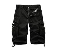 shownicer Shorts Cargo Homme Baggy Rétro Pantacourt Outdoor Bermudas Casual Pantalon Court Multi-Poches de Loisir Travail Sport Jogging Grande Taille A Noir XL