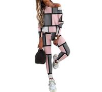 shownicer Survêtement de Jogging Femme Ensembles 2 Pièces Sportswear Manches Longues Sweatshirt + Bodycon Pantalon Joggings Décontracté Streetwear Outfit Set A Rose M