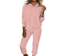 shownicer Survêtement Femme Ensembles de Joggings Sweatshirt à Capuche et Pantalon Ensembles de Sport Tenue 2 Pièces Sportswear Décontracté Streetwear Outfit A Rose Clair M