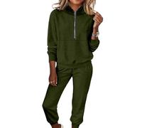 shownicer Survêtement Femme Ensembles de Joggings Sweatshirt et Pantalon Ensembles de Sport Tenue 2 Pièces Sportswear Décontracté Streetwear Outfit A Armée Verte L