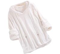 shownicer Sweat à Capuche Femme Casual Solide en Peluche À Capuche À Manches Longues Sweats Blouse Tops Sweat Plaid Hoodies Polaire Grande Taille Sweat-Shirt A Blanc XL