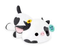 shownicer Vache Lestée 1,8 KG Peluche Lestée Grande Taille Cadeau pour Adultes et Enfants de 3 Ans et Plus (Noir, 50cm)