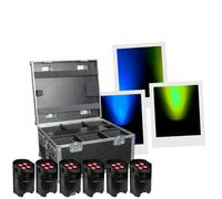 Showtec EventSpot 1600 Q4 Set - Set de 6 EventSpot noirs - LED RGBW - Fight case avec chargeur intégré