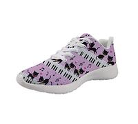 Showudesigns Baskets Mode Chaussures de Sport Femme Running Léger Respirantes Course Sneakers Multisports Outdoor Casual Chat Musique Rose 39