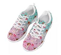 Showudesigns Baskets pour Femmes Sister Youth Liche Baskets Confortables à Lacets Chaussures d'infirmières Sport Gym Chaussure d'entraînement Plate Rose et Aqua EU 40