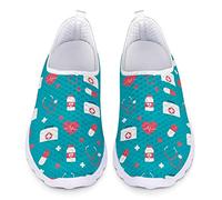 Showudesigns Chaussure de Sport Tennis Femmes Baskets infirmière Running Sneakers Enfiler Chaussure Infirmier Randonnée légères Maille Casual Slip on Taille 39 EU Bleu