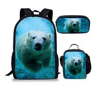 Showudesigns Ensemble sac à dos d'école pour enfants avec sac à déjeuner pour garçons et filles, Sea Lion, Taille unique, Sac à dos enfant