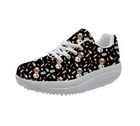 Showudesigns Femmes Minceur Chaussures infirmière Compensées Femme Plateforme Basket Mode Sneakers Plate Creepers Marche Fitness Gym Sport Chaussures EU 37