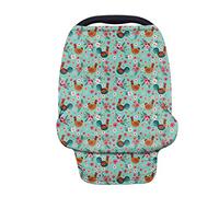 Showudesigns Housse de siège de voiture motif poule floral - Auvent de siège de voiture pour bébés, housses d'allaitement, écharpe d'allaitement, cadeaux de fête prénatale pour garçons et filles