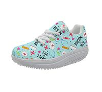 Showudesigns Infirmier Basket Femme Compensee Talon 5cm Chaussure de Sport Plateforme Sneakers infirmière Minceur Chaussures Running Taille 41 EU