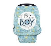 Showudesigns It is Boy Housses de siège de voiture pour bébé - Multi-usage - Pour allaitement, chariot, chaise haute/poussette, écharpe infini, auvent de siège de voiture