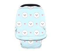 Showudesigns Poméranie Housse de siège auto pour bébé - Légère et extensible - Pour allaiter - Imprimé animal mignon - Pour siège auto - Écharpe infinie