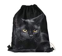 Showudesigns Sac à dos de sport avec cordon de serrage pour enfants, sac de natation en polyéthylène pour femmes et filles, Chat noir tendance, Taille unique, animal