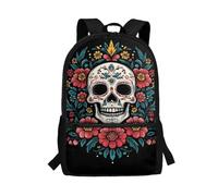 Showudesigns Sac à dos d'école pour garçons et filles 8-12 ans avec poche latérale, Tête de mort rose., taille unique