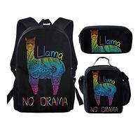 Showudesigns Sac à dos d'école pour les filles élémentaires garçons Bookbag sac à dos pour enfants avec boîte à lunch set trousse 3 pièces, Lame Bohême, Taglia unica, Sac à dos pour enfant