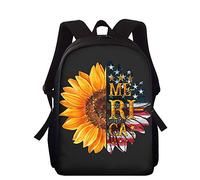 Showudesigns Sac à dos pour enfants avec porte-bouteille d'eau - Sac d'école maternelle - Sac à livres pour garçons, Tournesol drapeau américain, Taille unique, Sac à dos enfant