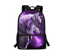 Showudesigns Sac à dos pour enfants garçons de 6 à 8 à 12 ans avec porte-bouteille d'eau, Galaxy Wolf 2, taille unique