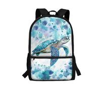 Showudesigns Sac à dos pour enfants garçons de 6 à 8 à 12 ans avec porte-bouteille d'eau, Hippie tortue de mer, taille unique