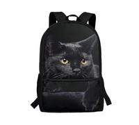 Showudesigns Sac à dos pour enfants garçons de 6 à 8 à 12 ans avec porte-bouteille d'eau, motif chat noir, taille unique