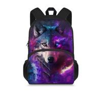 Showudesigns Sac à dos pour garçons et filles de 9 à 10 ans, 10 à 11 ans, 11 à 12 ans, Galaxy Wolf., taille unique