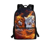 Showudesigns - Sac d'école pour Garçons Filles 8-12 - Sac à Dos de Collège avec Poche Latérale, Tigre du feu., taille unique