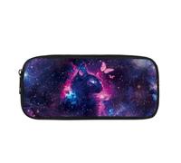 Showudesigns Trousse à crayons Galaxy Cat pour filles et garçons - Grande pochette de rangement violette - Pour bureau, collège, papeterie secondaire