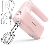 Showvigor Batteur électrique - 300 W, 5 Accessoires en Acier Inoxydable, 5 Vitesses + Turbo + Bouton Éjecteur, Mixeur à main pour gâteaux et œufs((rose)